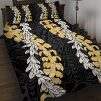 Puakenikeni and Maile Lei Quilt Bed Set Black Double Strand Lei LT9 Black - Polynesian Pride