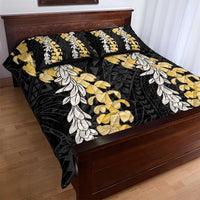 Puakenikeni and Maile Lei Quilt Bed Set Black Double Strand Lei LT9 - Polynesian Pride