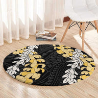 Puakenikeni and Maile Lei Round Carpet Black Double Strand Lei