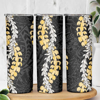 Puakenikeni and Maile Lei Skinny Tumbler Black Double Strand Lei