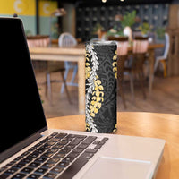 Puakenikeni and Maile Lei Skinny Tumbler Black Double Strand Lei