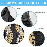 Puakenikeni and Maile Lei Spare Tire Cover Black Double Strand Lei