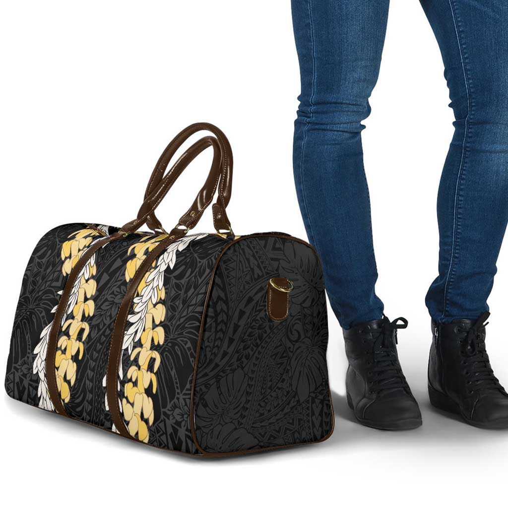 Puakenikeni and Maile Lei Travel Bag Black Double Strand Lei - Polynesian Pride