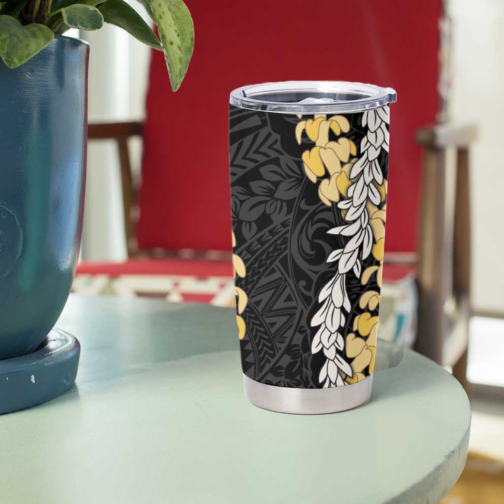 Puakenikeni and Maile Lei Tumbler Cup Black Double Strand Lei