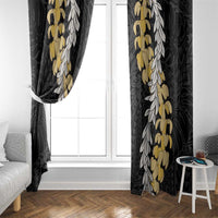 Puakenikeni and Maile Lei Window Curtain Black Double Strand Lei