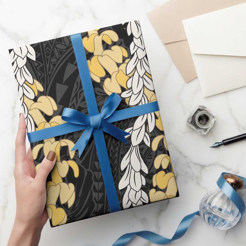 Puakenikeni and Maile Lei Wrapping Paper Black Double Strand Lei LT9 - Polynesian Pride