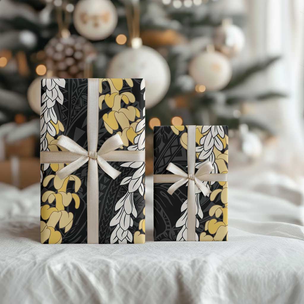 Puakenikeni and Maile Lei Wrapping Paper Black Double Strand Lei LT9 - Polynesian Pride