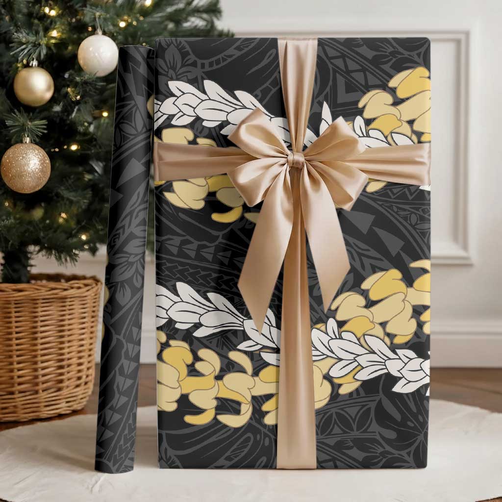 Puakenikeni and Maile Lei Wrapping Paper Black Double Strand Lei LT9 - Polynesian Pride