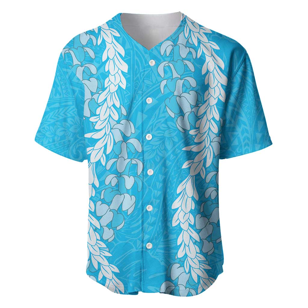 Puakenikeni and Maile Lei Baseball Jersey Blue Double Strand Lei