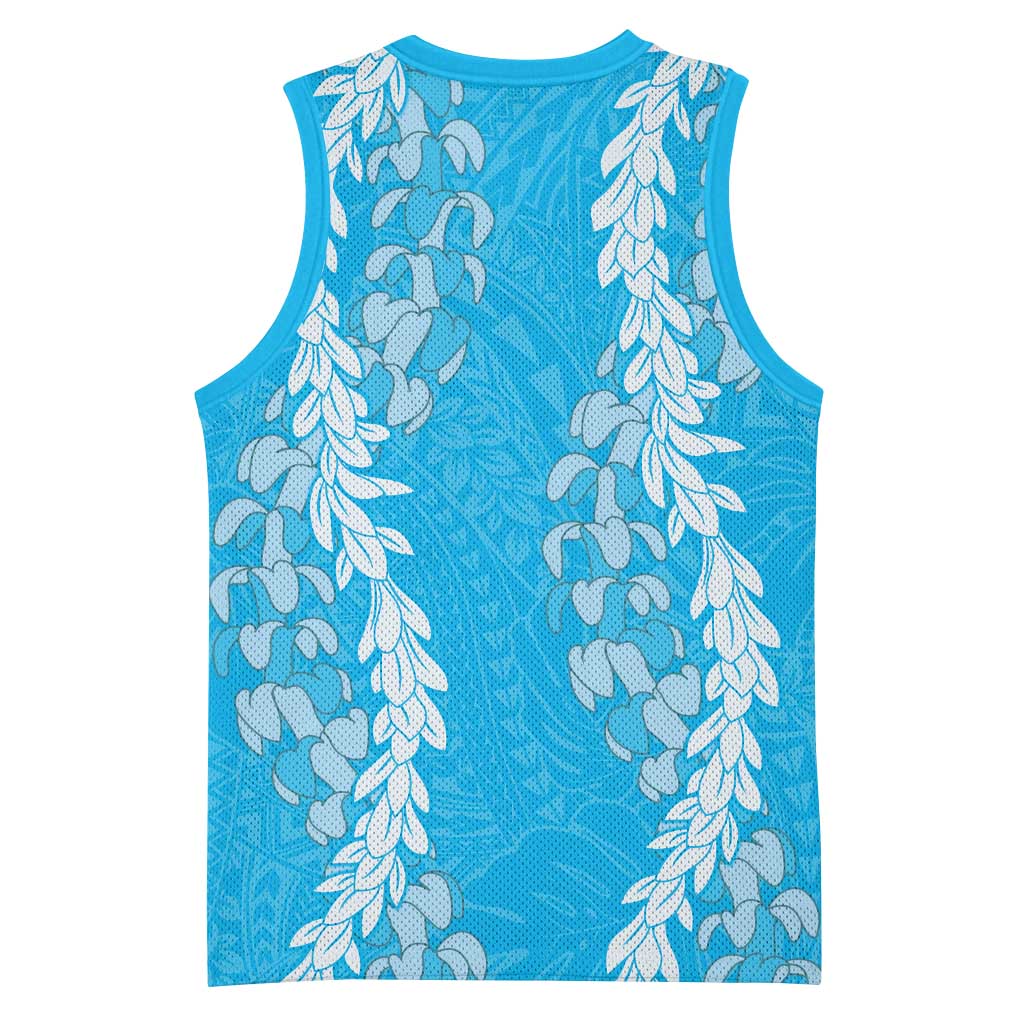 Puakenikeni and Maile Lei Basketball Jersey Blue Double Strand Lei LT9 - Polynesian Pride