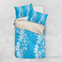Puakenikeni and Maile Lei Bedding Set Blue Double Strand Lei