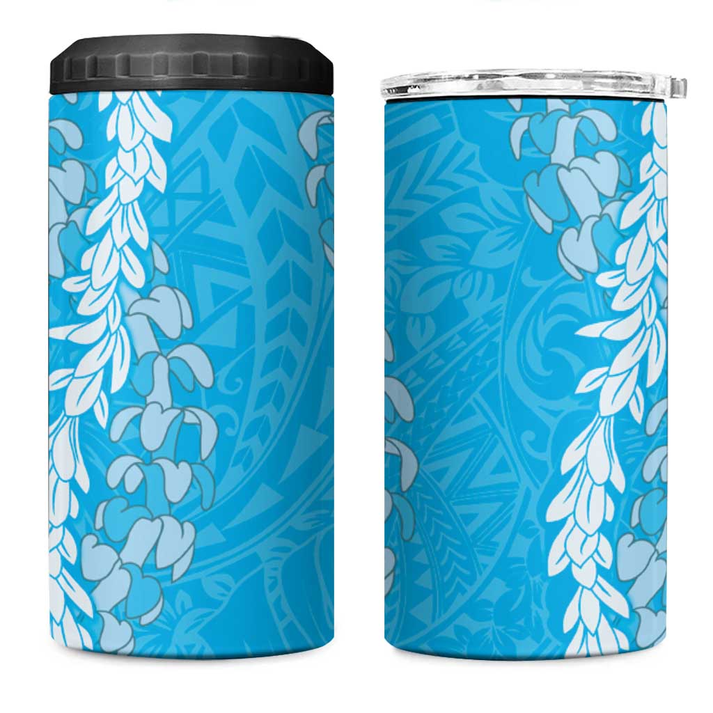 Puakenikeni and Maile Lei 4 in 1 Can Cooler Tumbler Blue Double Strand Lei LT9 One Size: 16 oz Blue - Polynesian Pride