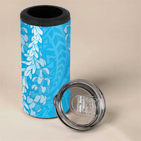 Puakenikeni and Maile Lei 4 in 1 Can Cooler Tumbler Blue Double Strand Lei LT9 - Polynesian Pride