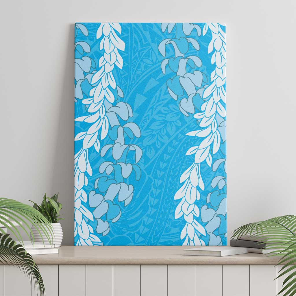 Puakenikeni and Maile Lei Canvas Wall Art Blue Double Strand Lei LT9 - Polynesian Pride