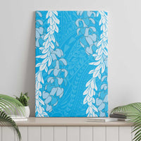 Puakenikeni and Maile Lei Canvas Wall Art Blue Double Strand Lei LT9 - Polynesian Pride