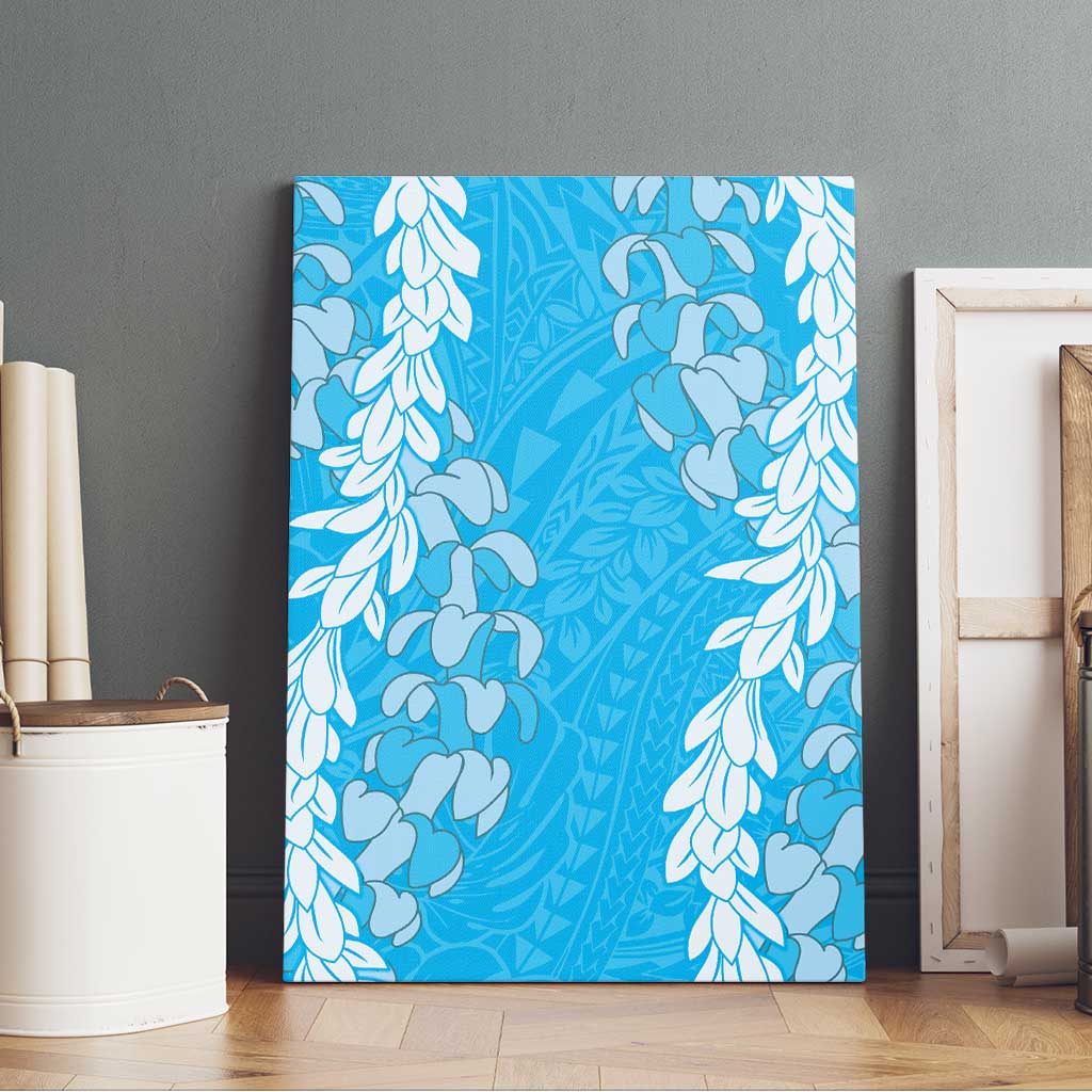 Puakenikeni and Maile Lei Canvas Wall Art Blue Double Strand Lei LT9 - Polynesian Pride