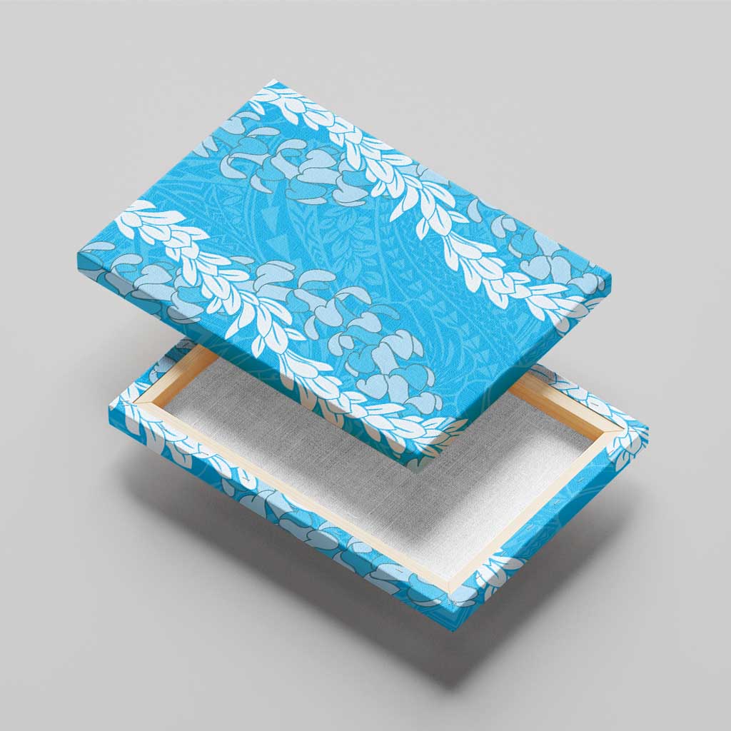 Puakenikeni and Maile Lei Canvas Wall Art Blue Double Strand Lei LT9 - Polynesian Pride