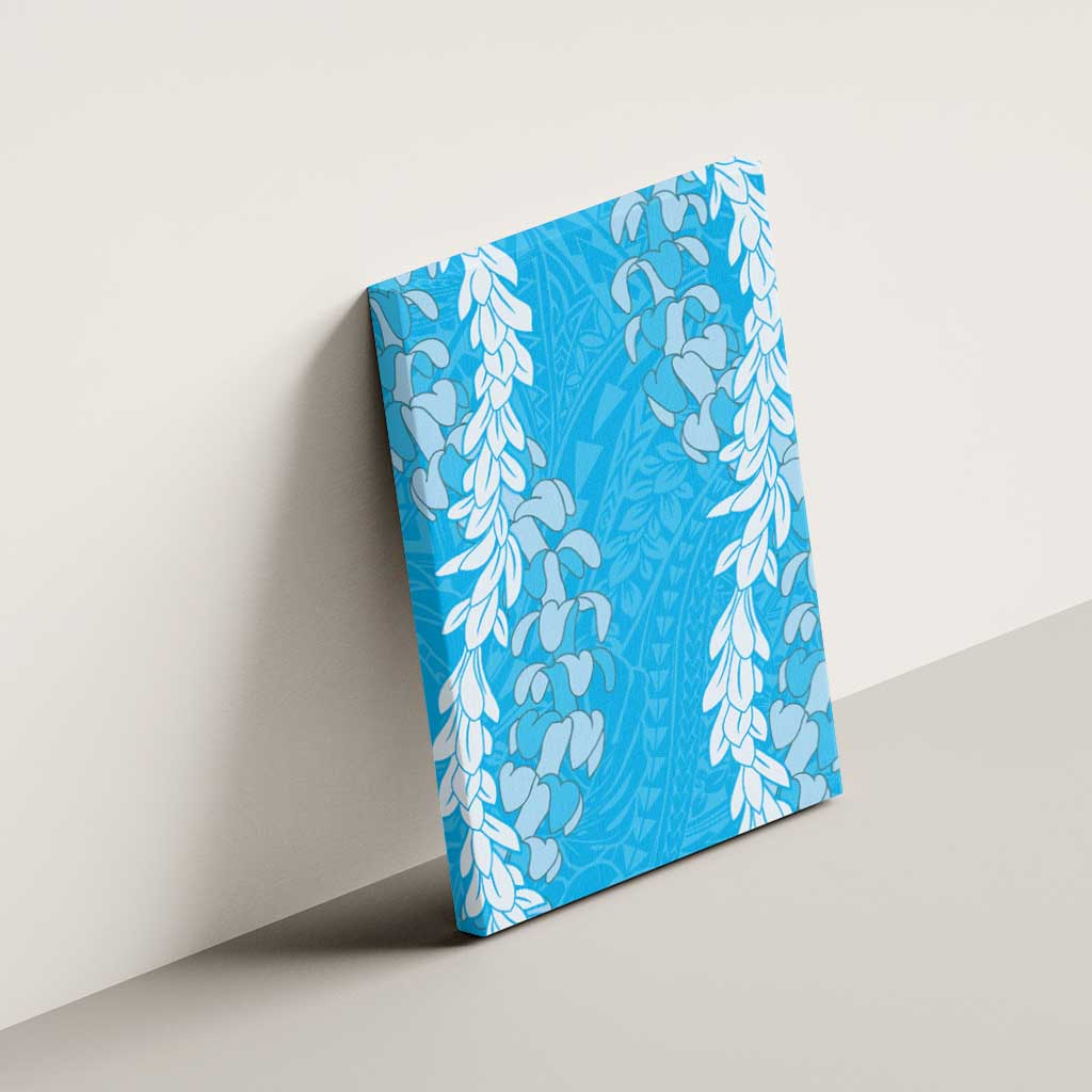 Puakenikeni and Maile Lei Canvas Wall Art Blue Double Strand Lei LT9 - Polynesian Pride