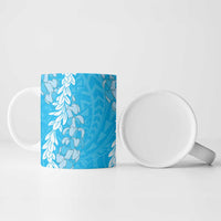 Puakenikeni and Maile Lei Ceramic Mug Blue Double Strand Lei - Polynesian Pride