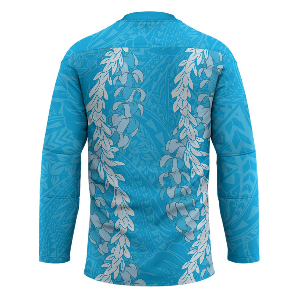 Puakenikeni and Maile Lei Hockey Jersey Blue Double Strand Lei - Polynesian Pride