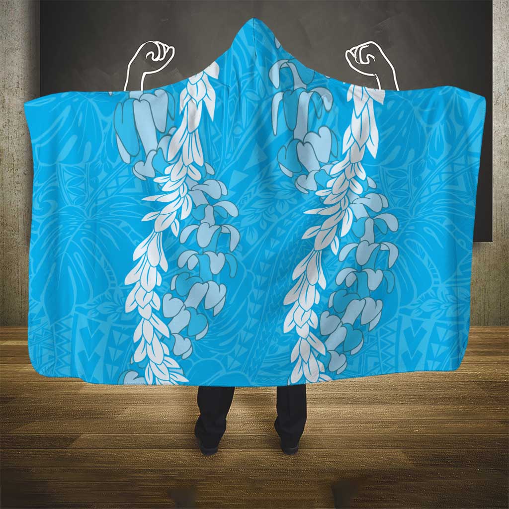 Puakenikeni and Maile Lei Hooded Blanket Blue Double Strand Lei LT9 - Polynesian Pride