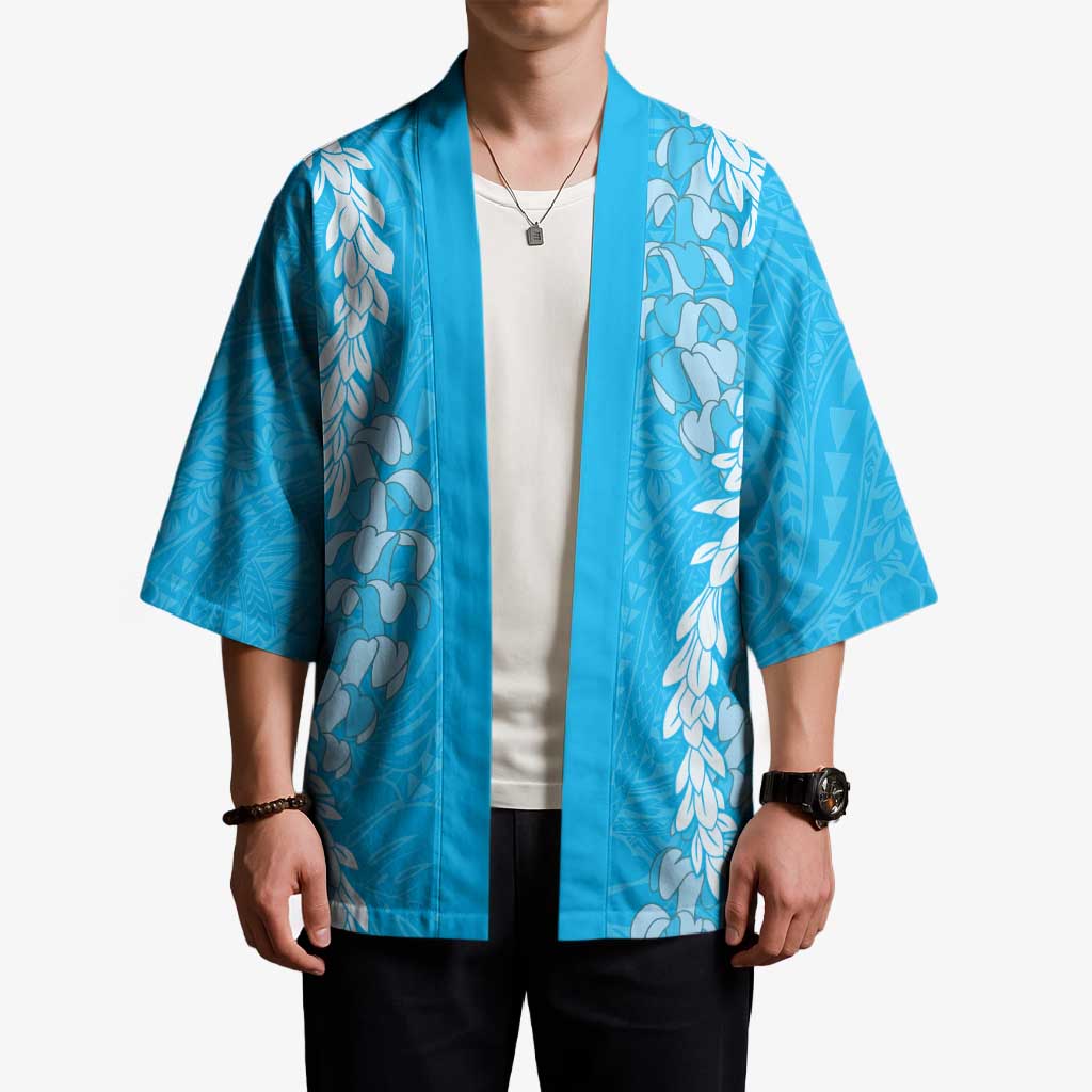 Puakenikeni and Maile Lei Kimono Blue Double Strand Lei LT9 - Polynesian Pride