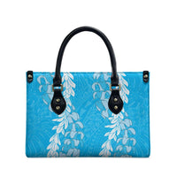 Puakenikeni and Maile Lei Leather Bag Blue Double Strand Lei - Polynesian Pride