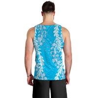 Puakenikeni and Maile Lei Men Tank Top Blue Double Strand Lei LT9 - Polynesian Pride