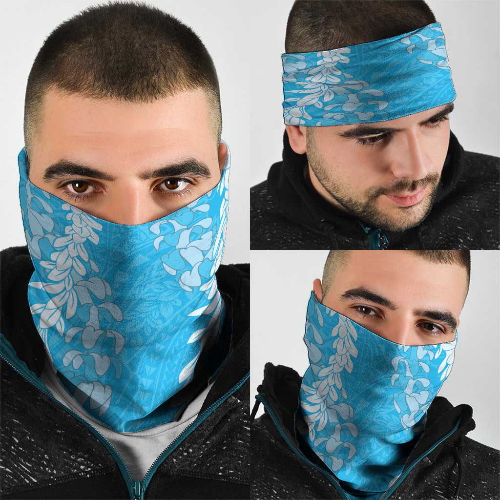 Puakenikeni and Maile Lei Neck Gaiter Blue Double Strand Lei - Polynesian Pride