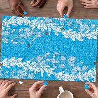 Puakenikeni and Maile Lei Puzzle Blue Double Strand Lei LT9 - Polynesian Pride