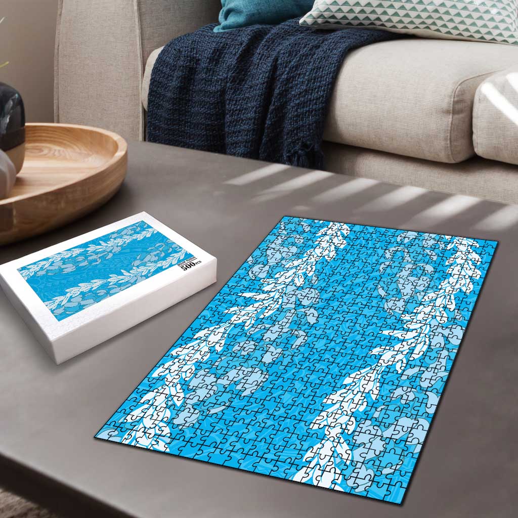 Puakenikeni and Maile Lei Puzzle Blue Double Strand Lei LT9 - Polynesian Pride