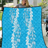 Puakenikeni and Maile Lei Quilt Blue Double Strand Lei