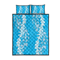 Puakenikeni and Maile Lei Quilt Bed Set Blue Double Strand Lei LT9 - Polynesian Pride