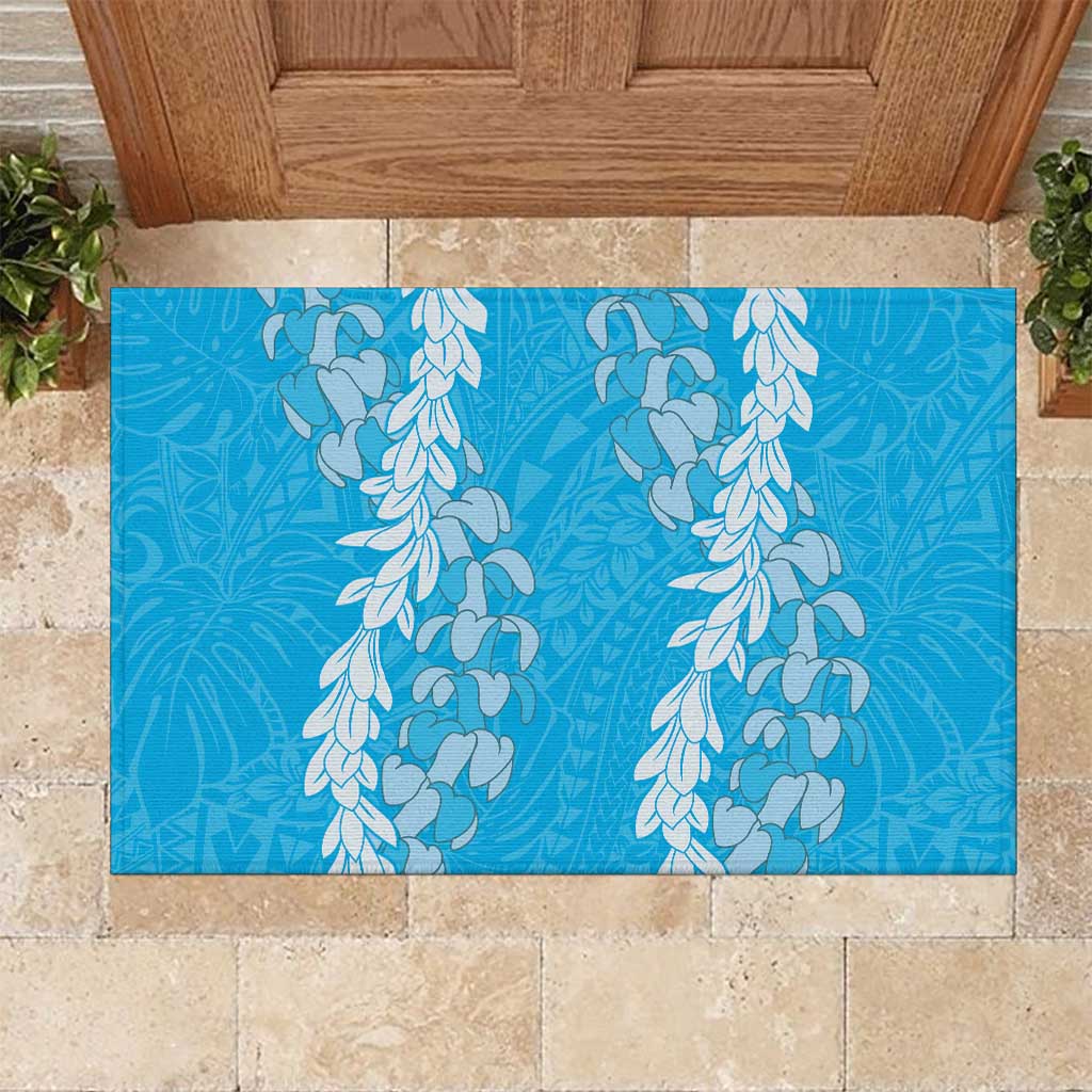 Puakenikeni and Maile Lei Rubber Doormat Blue Double Strand Lei LT9 Blue - Polynesian Pride