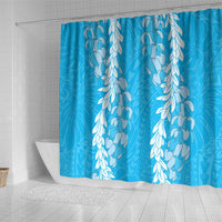 Puakenikeni and Maile Lei Shower Curtain Blue Double Strand Lei