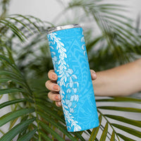 Puakenikeni and Maile Lei Skinny Tumbler Blue Double Strand Lei