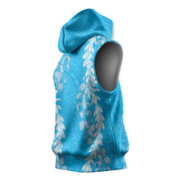 Puakenikeni and Maile Lei Sleeveless Hoodie Blue Double Strand Lei LT9 - Polynesian Pride