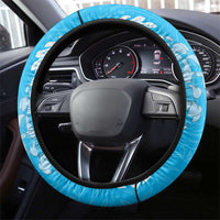 Puakenikeni and Maile Lei Steering Wheel Cover Blue Double Strand Lei LT9 - Polynesian Pride