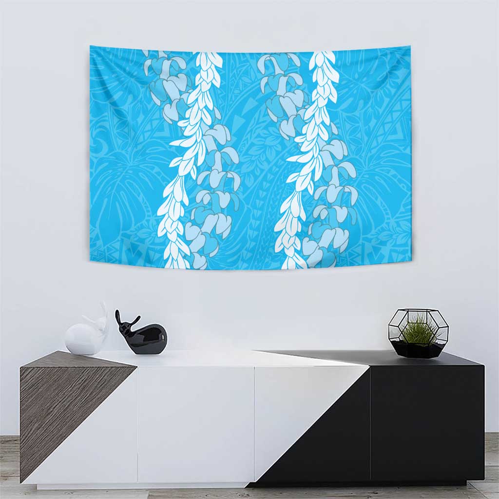 Puakenikeni and Maile Lei Tapestry Blue Double Strand Lei