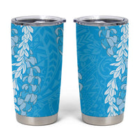 Puakenikeni and Maile Lei Tumbler Cup Blue Double Strand Lei
