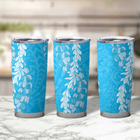 Puakenikeni and Maile Lei Tumbler Cup Blue Double Strand Lei