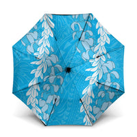 Puakenikeni and Maile Lei Umbrella Blue Double Strand Lei LT9 One Size Folded 11.42 inch Opened Diameter 37.4 inch Blue - Polynesian Pride