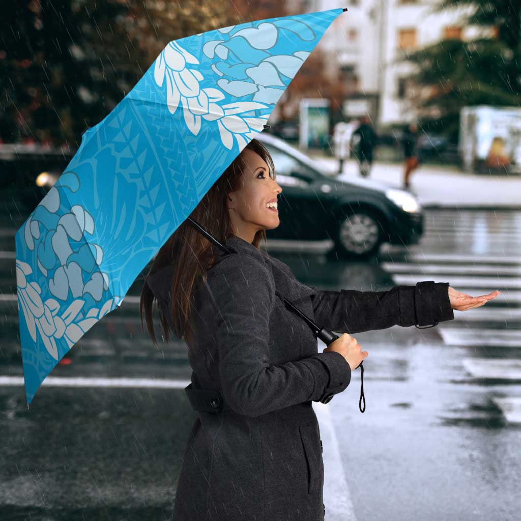 Puakenikeni and Maile Lei Umbrella Blue Double Strand Lei LT9 - Polynesian Pride