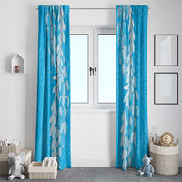 Puakenikeni and Maile Lei Window Curtain Blue Double Strand Lei