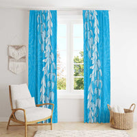 Puakenikeni and Maile Lei Window Curtain Blue Double Strand Lei