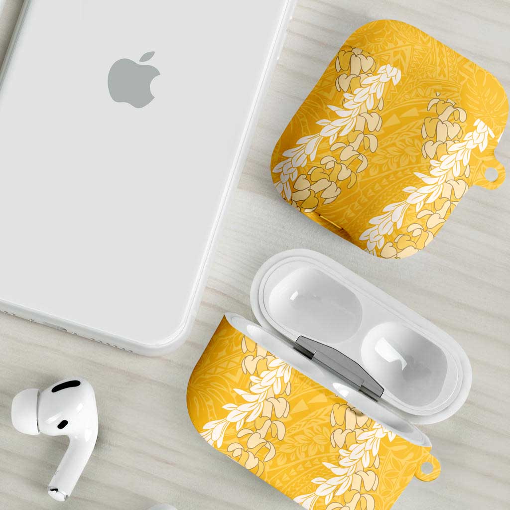 Puakenikeni and Maile Lei AirPods Case Gold Double Strand Lei - Polynesian Pride