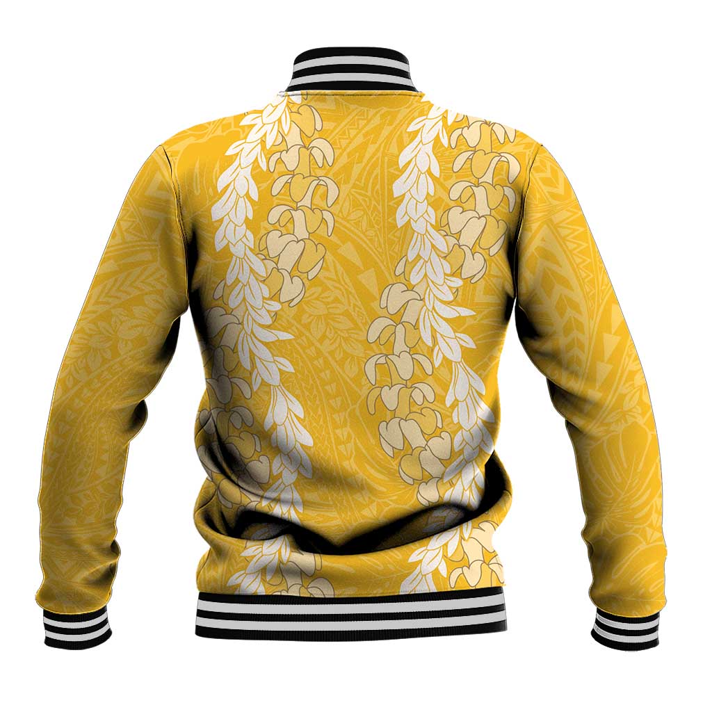 Puakenikeni and Maile Lei Baseball Jacket Gold Double Strand Lei LT9 - Polynesian Pride