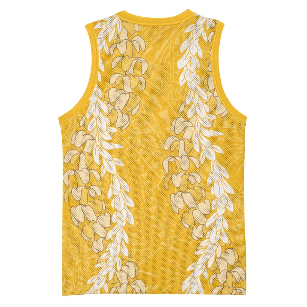 Puakenikeni and Maile Lei Basketball Jersey Gold Double Strand Lei LT9 - Polynesian Pride