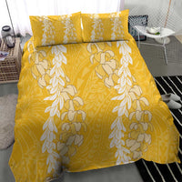 Puakenikeni and Maile Lei Bedding Set Gold Double Strand Lei