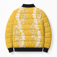 Puakenikeni and Maile Lei Bomber Puffer Jacket Gold Double Strand Lei LT9 - Polynesian Pride